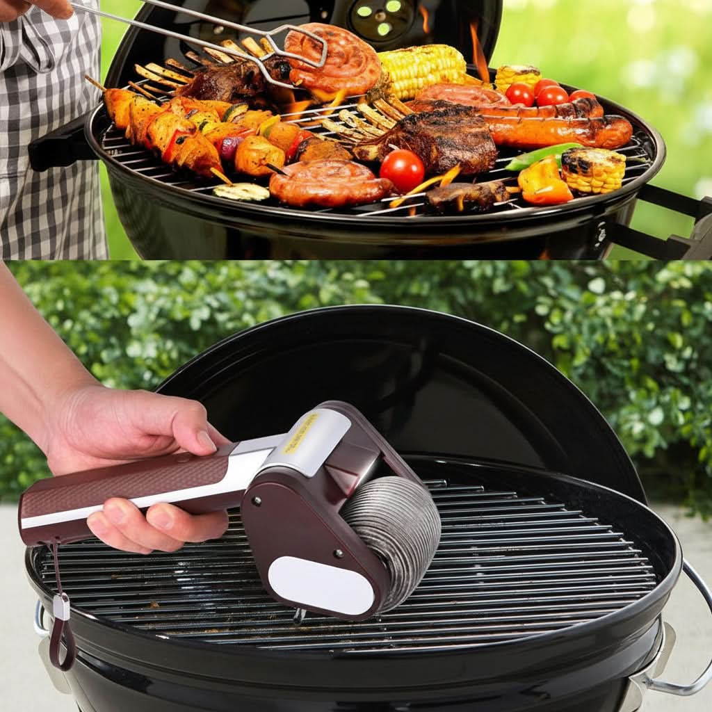 Electric Grill Cleaning Brush with Stainless Steel Roller