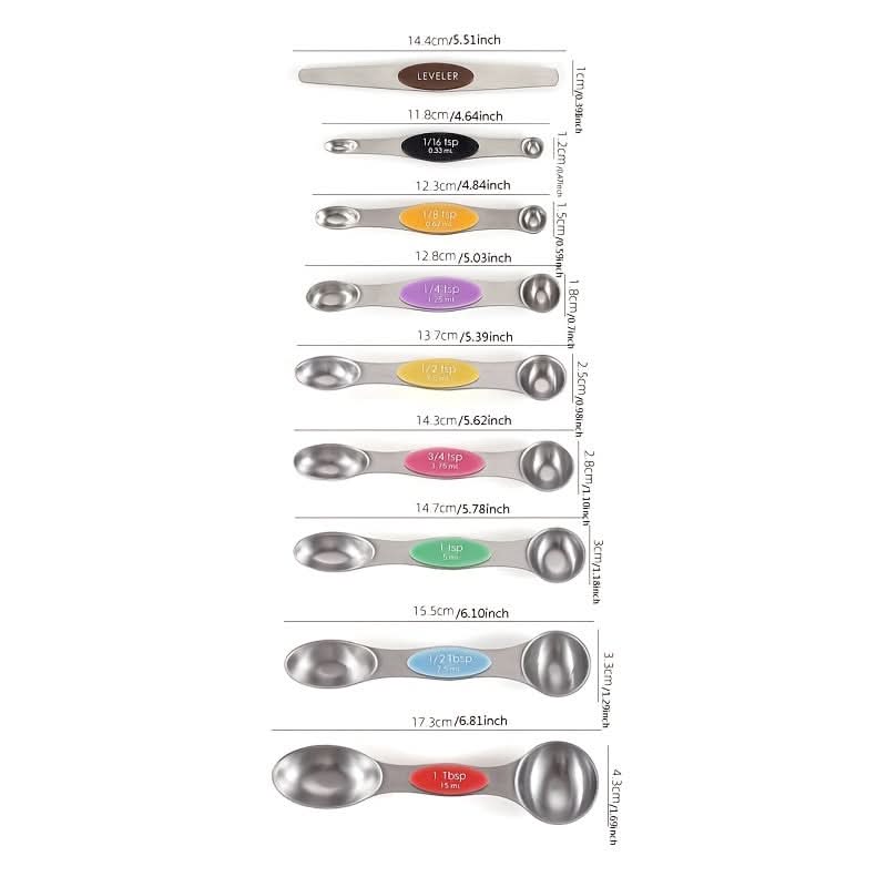 Magnetic Measuring Spoons Set in Stainless Steel