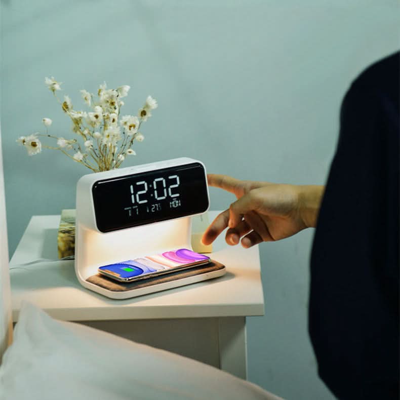 Bedside Light with Alarm Clock Unit and Wireless Charger