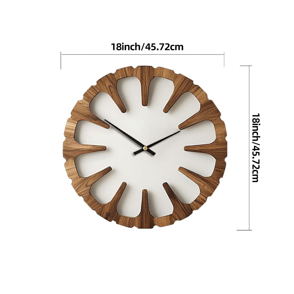 Silent Round Wall Clock in Artistic Wood Design