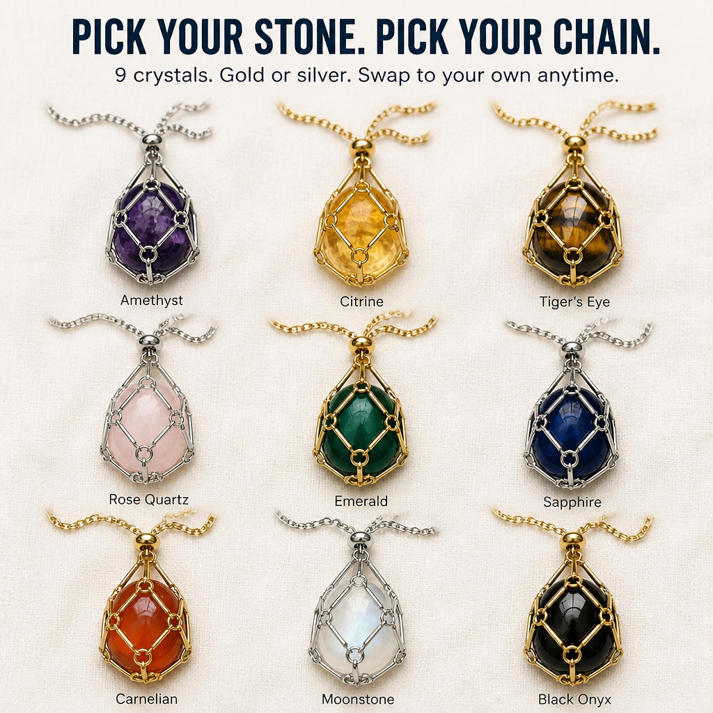 VeraMyst™ Crystal Cage Necklace — Instantly Wear Every Stone That Powers Your Soul