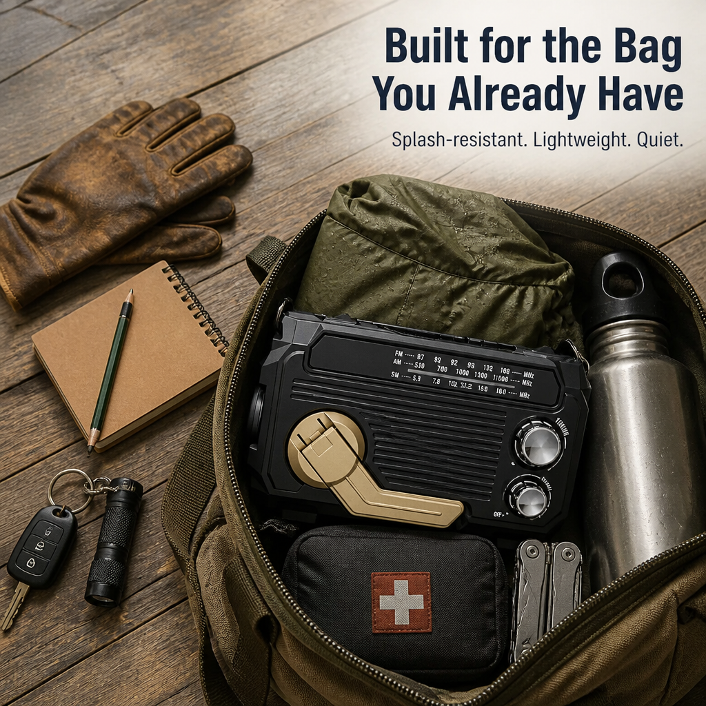 VoltGuard™ — Power Light, Radio, and SOS Via Crank, Sun, or USB