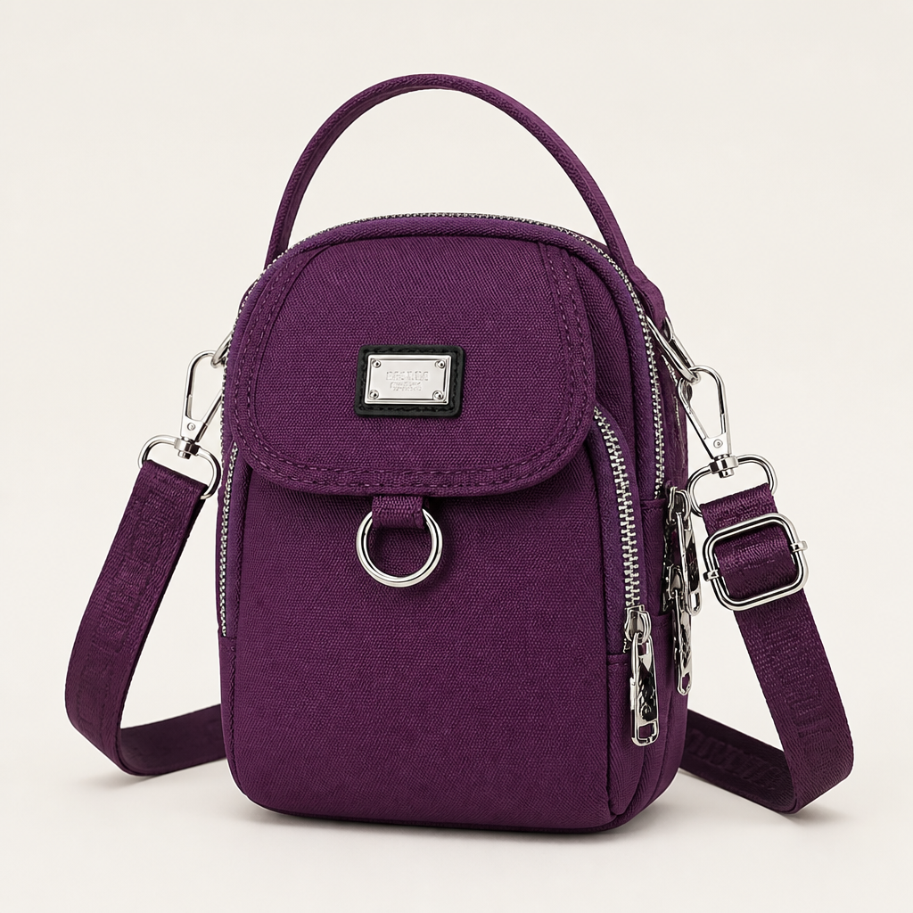 VeloTrek™ – Weatherproof Oxford Compact Triple-Zip Crossbody Bag