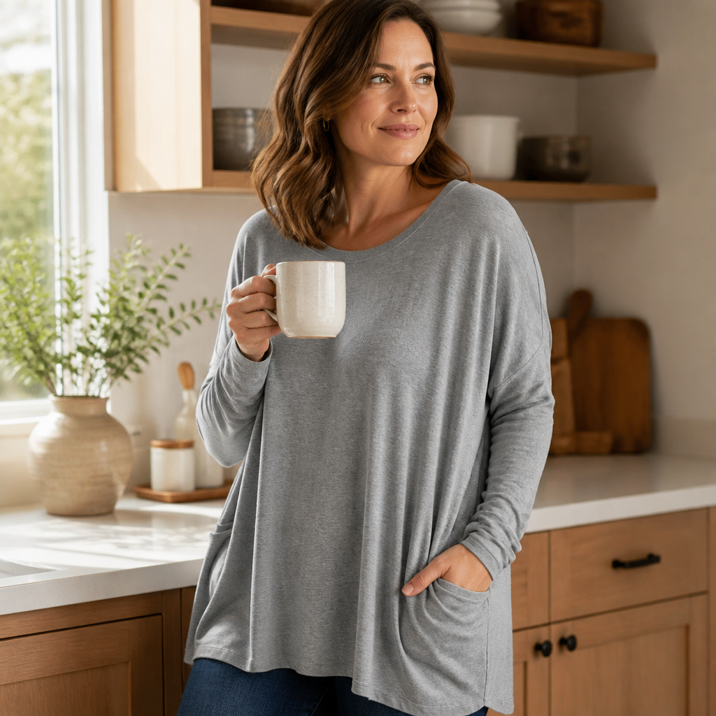 ElevéaComfort™ – Loose-Fit Tunic with Side Pockets for Easy Relaxation