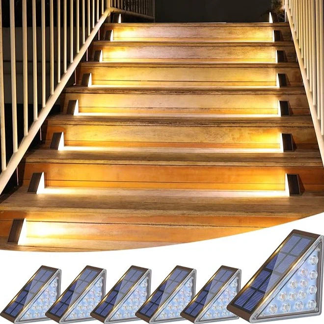 Outdoor Solar Stair Lights – Warm White LED Glow, Available in Packs of 4 or 10