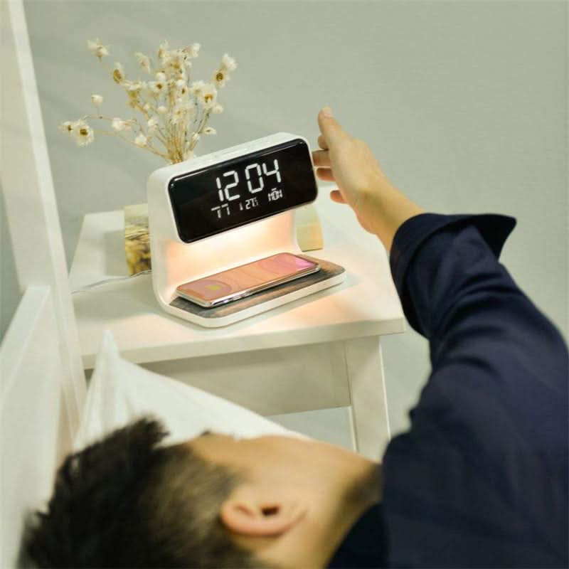 Bedside Light with Alarm Clock Unit and Wireless Charger