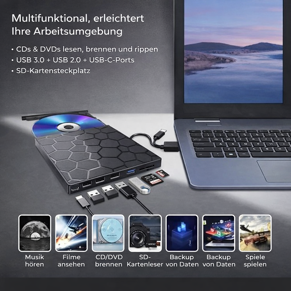 External Storage | Plug and Play, Driver-Free | USB-C Hub Featuring SD Card Reader | RetroRevive