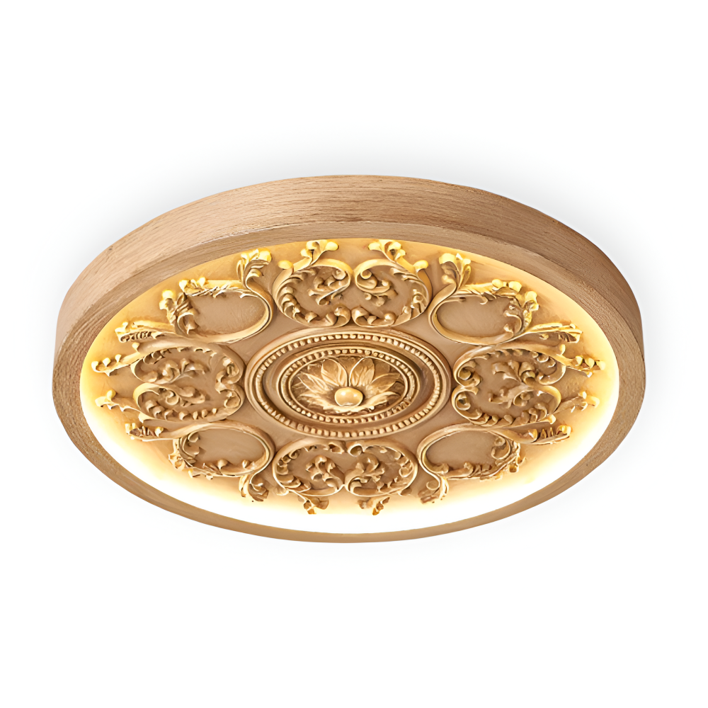 Ceiling lamp with raised floral pattern – Remote adjustable dimming