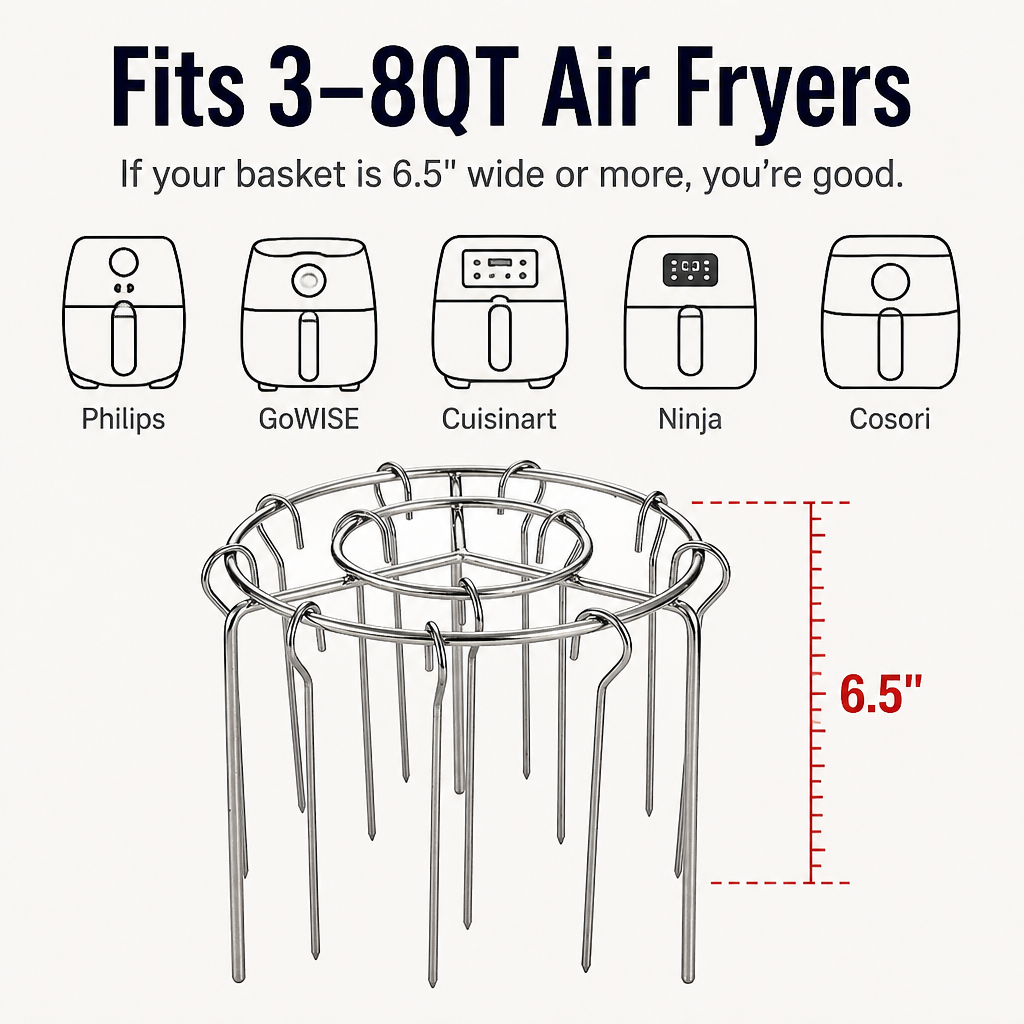 EmberSkew™ — Grill Juicy Wings and Skewers in Your Air Fryer No Flipping Needed