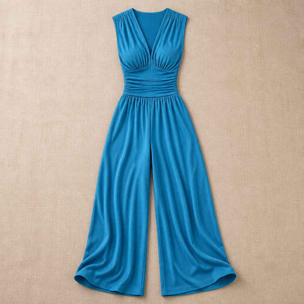 VeronaLuxe™ – Soft Ribbed Sleeveless Wide-Leg Jumpsuit