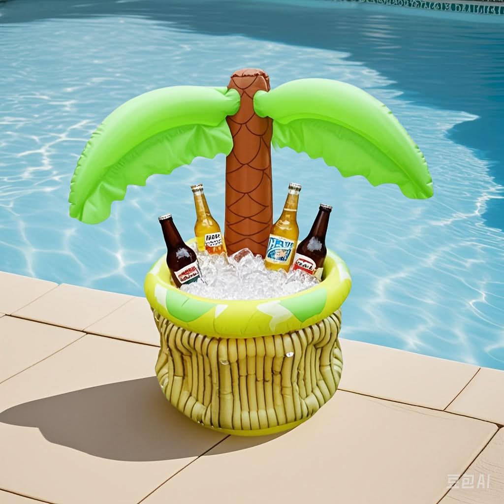 Inflatable Coconut Tree Beverage Cooler for Tropical Parties