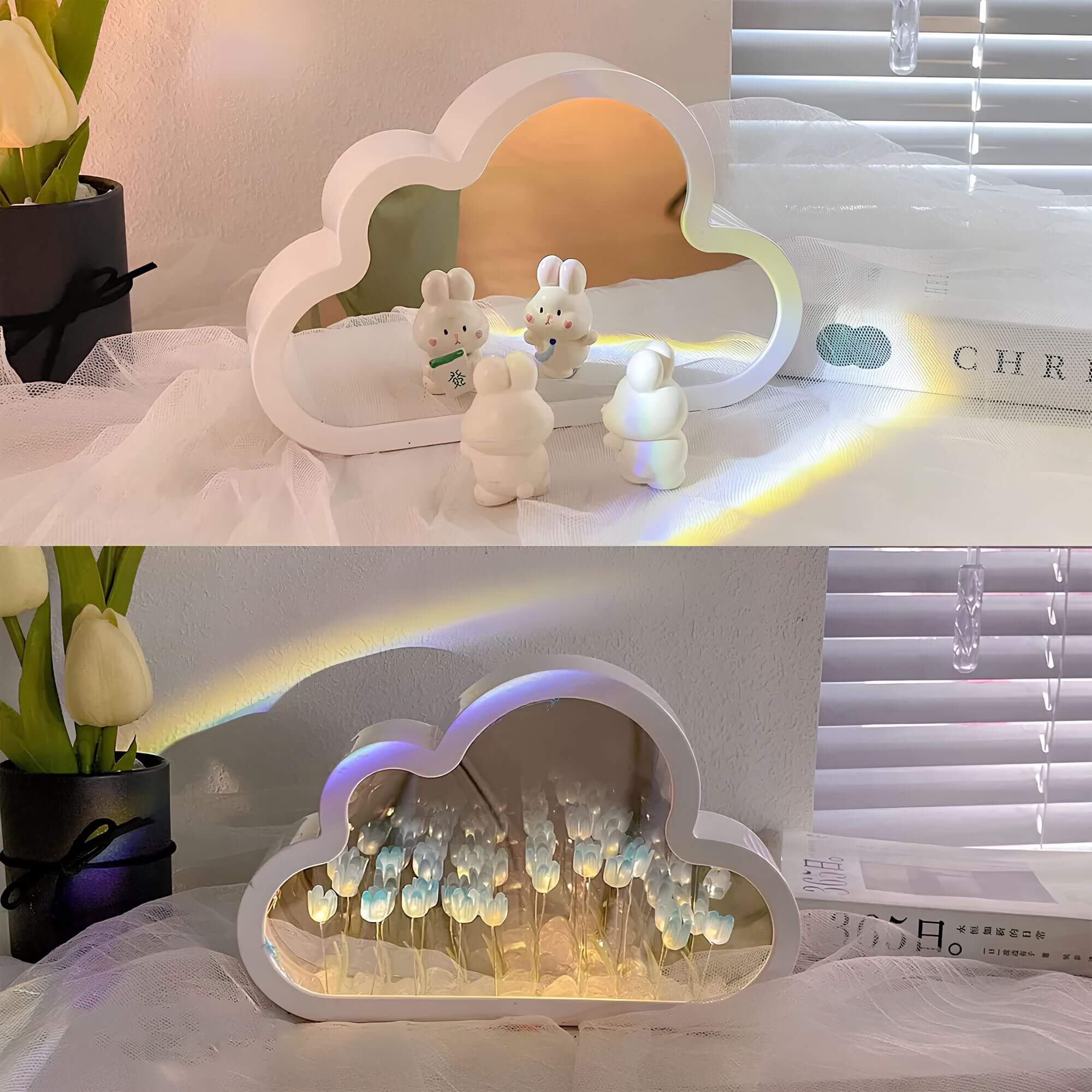 Eternal Cloud Mirror Tulips - LED Mirror Featuring Infinity Effect