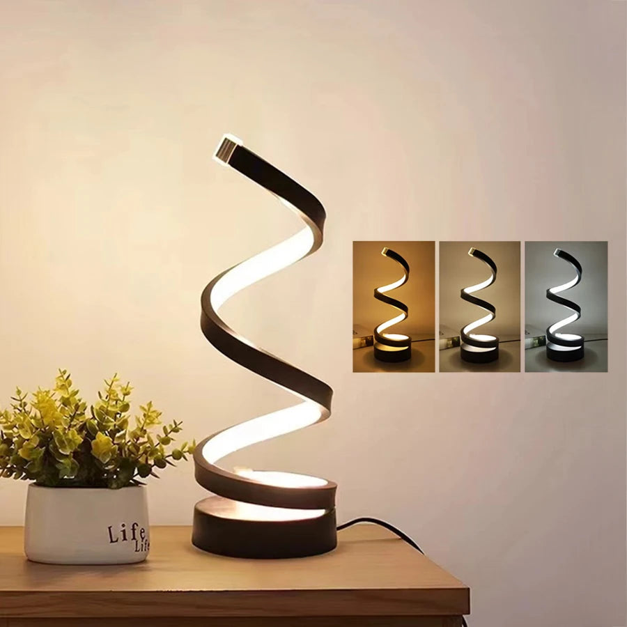 Spiral Table Lamp | Modern Dimmable USB Desk Lamp | Bedside Lamp | Table Lamp