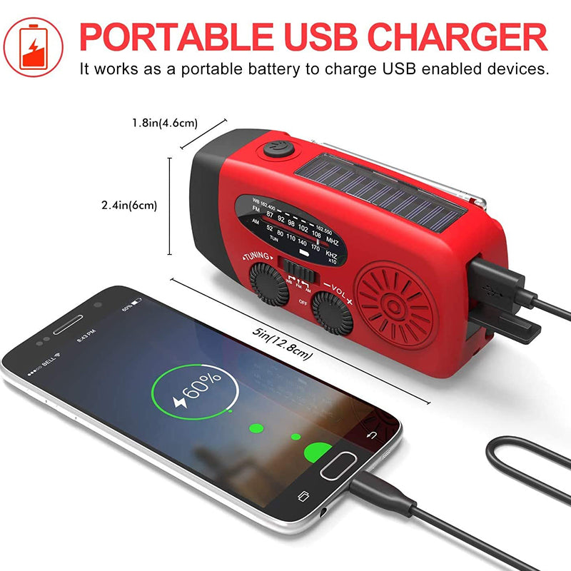 Emergency Ready Radio – Hand Crank, Solar, Light & Charger