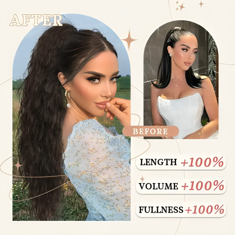 Temporary 50% Discount | Curly Hair Extensions with Ponytail Clips