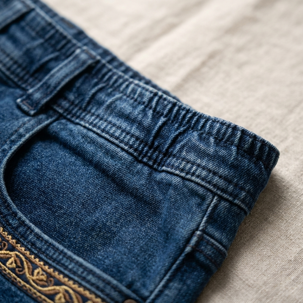 LuxeStride™ – Stretchy Pull-On Jeans with Embroidered Pocket Detailing