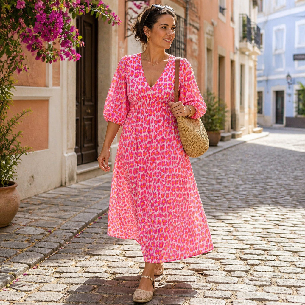 VeloraCharm™ Animal Print Midi Dress — Unleash Effortless Confidence and Flawless Fit All Day Long
