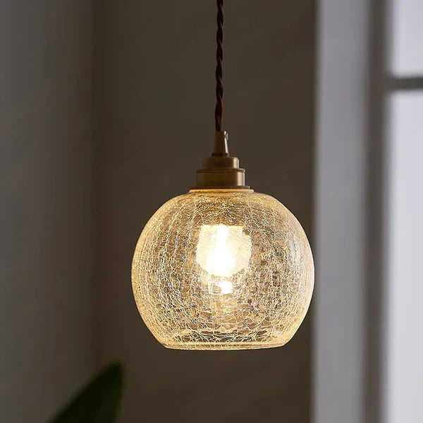 Pendant Light Glass Industrial Style with Globe Shade Textured