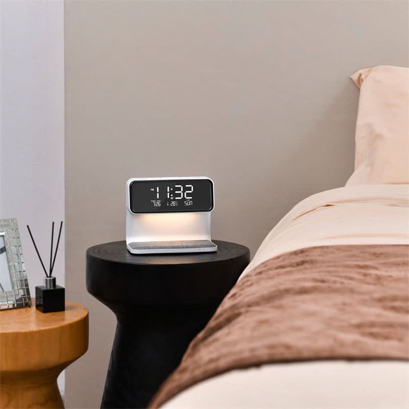 Bedside Light with Alarm Clock Unit and Wireless Charger
