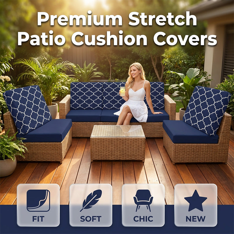 SlipTide™ Stretch Patio Sofa Cushion Covers — Wrap Your Cushions in Flawless Fit and Spill-Proof Ease