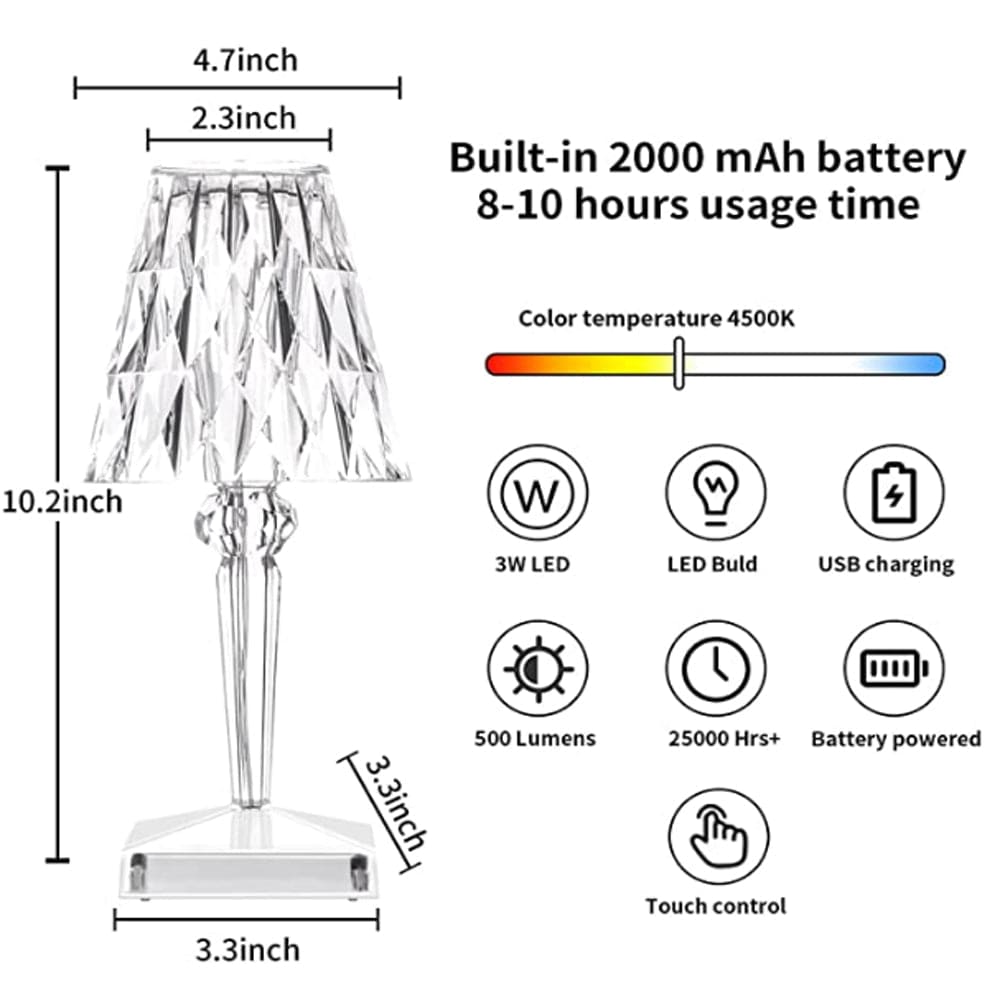 LED Crystal Glass Table Lamp