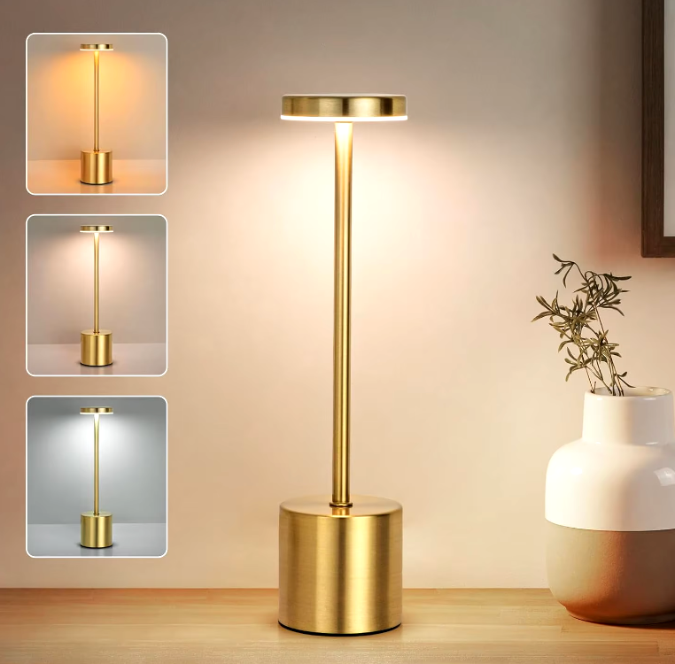 LumiShine - LED Desk Lamp USB Rechargeable Wireless with 3 Color Modes