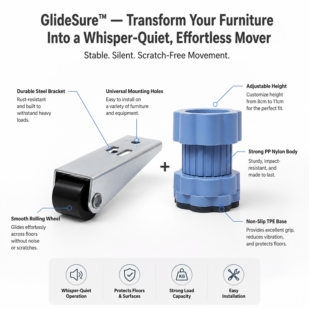 GlideSure™ — Transform Your Furniture Into a Whisper-Quiet, Effortless Mover