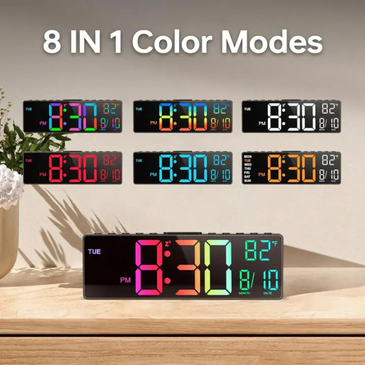 Oversized Digital Wall Clock with RGB Lighting
