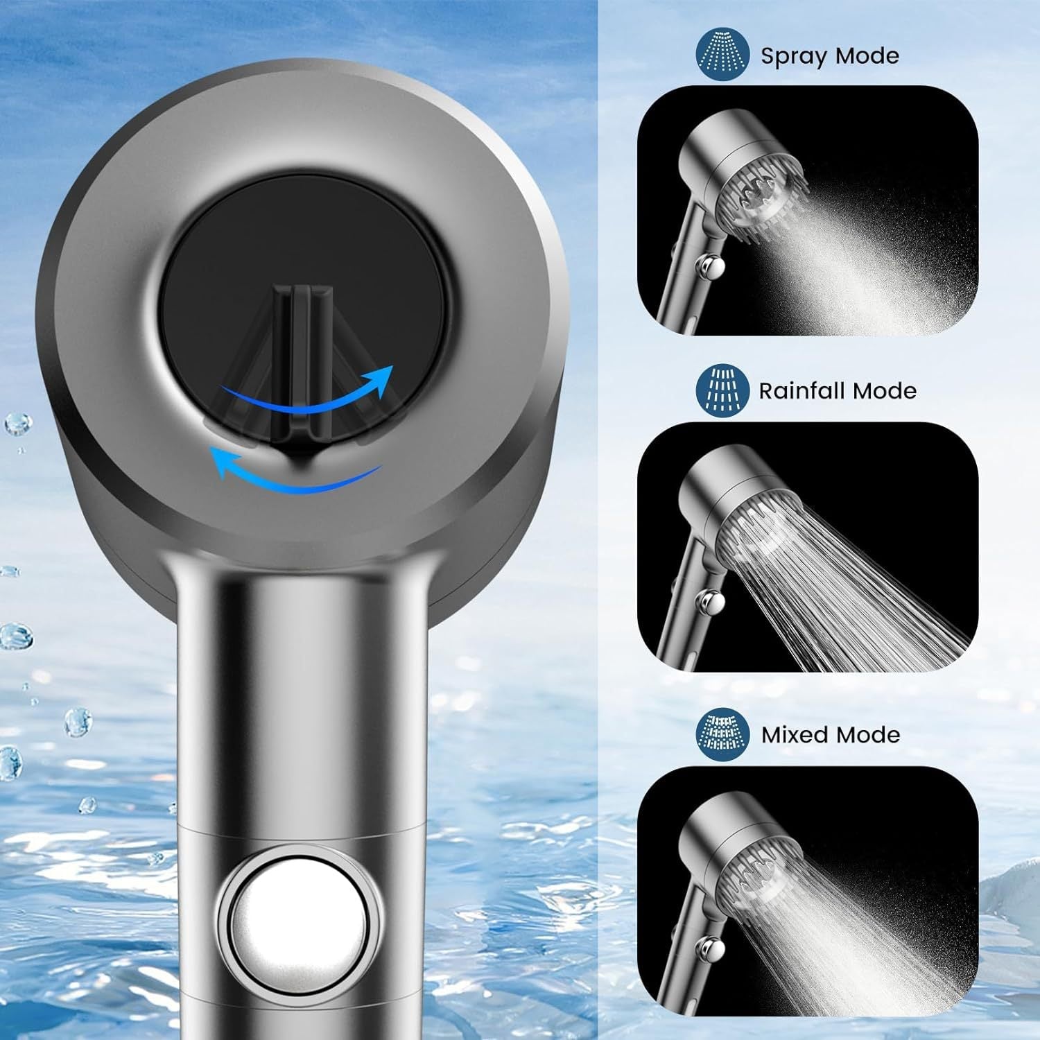 AquaGlow - Chlorine-Reducing Handheld Showerhead with Skin Shield