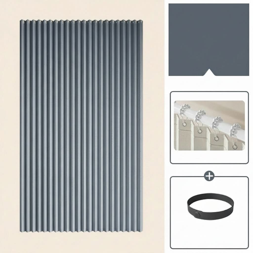 Foldable Waterproof Shower Curtain with Magnetic Accordion Design
