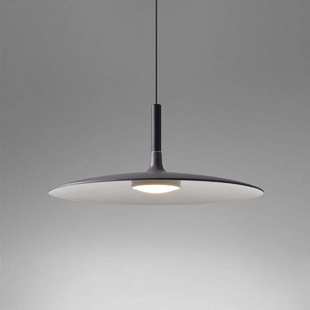 Contemporary White Metal Hanging Lamp – LED, Adjustable Height