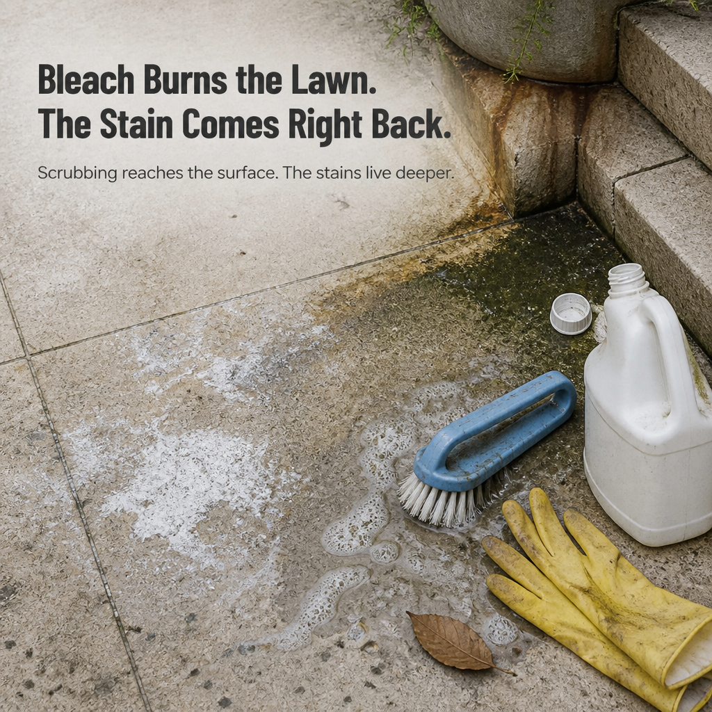 StoneVive™ — Wash Away Years of Patio Dirt from Stone in a Single Rinse