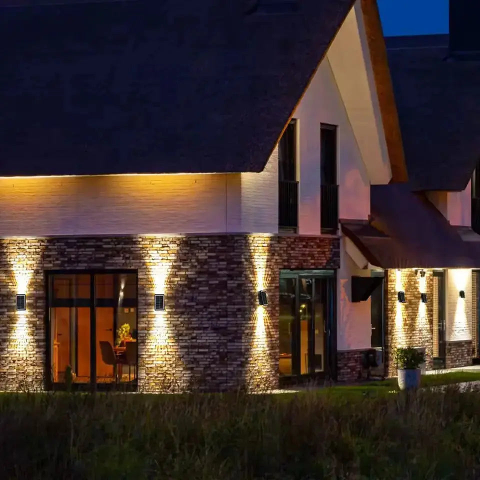 Solar Outdoor Wall Light with Warm White & RGB – Wireless and Automatic