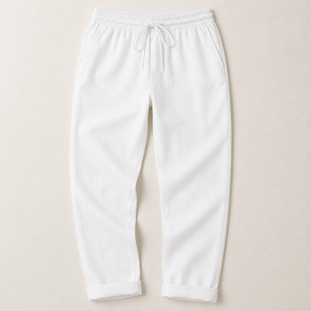 BellaSilk™ – Comfortable Cotton-Linen Tapered Pants with Drawcord Waist