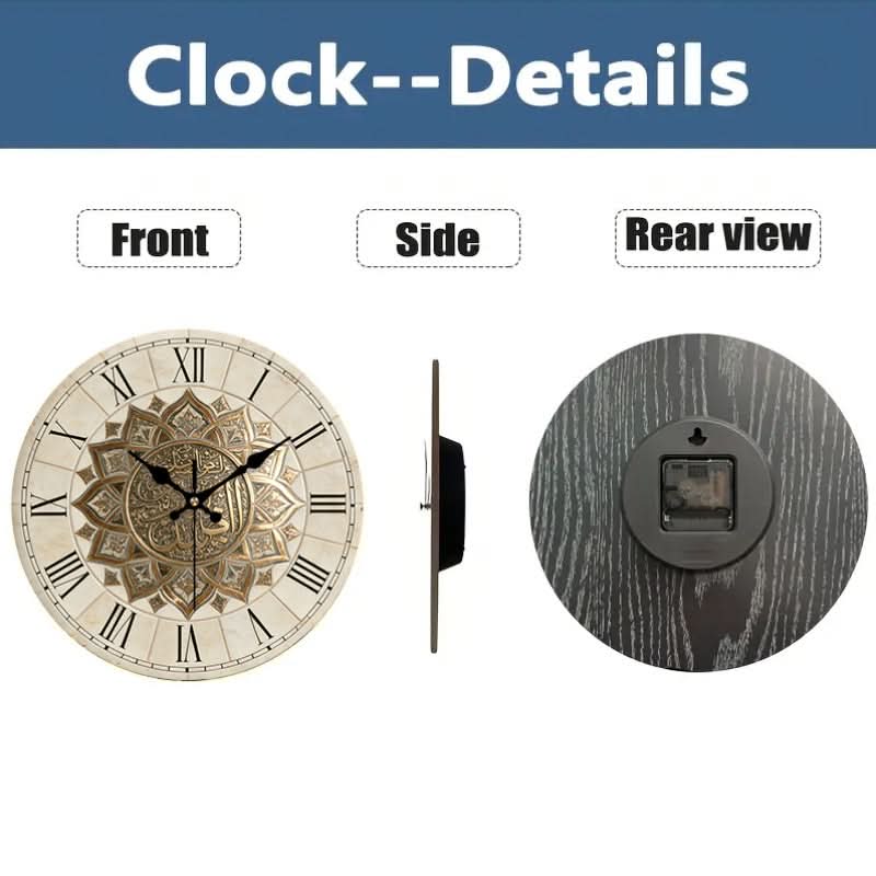 Vintage Roman Style Wooden Wall Clock
