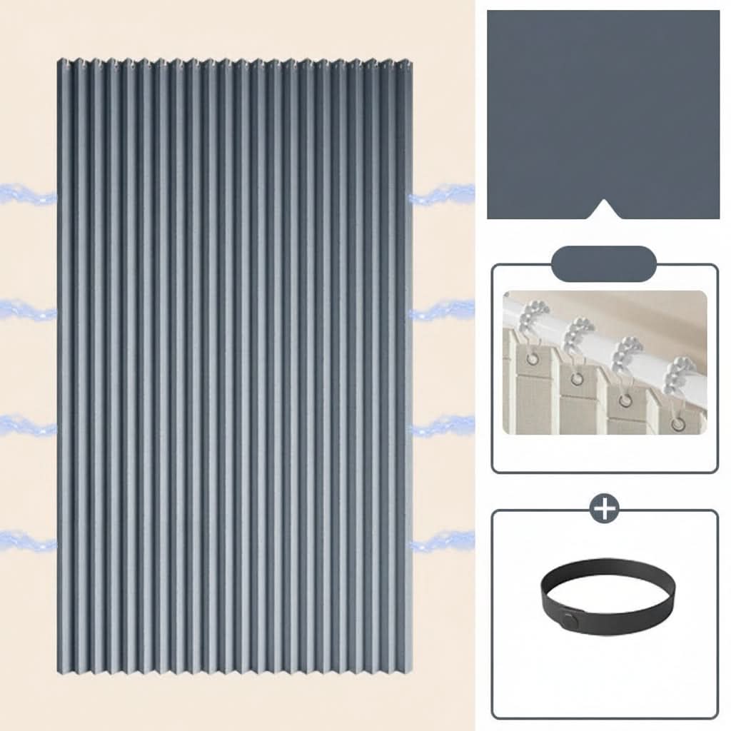 Foldable Waterproof Shower Curtain with Magnetic Accordion Design