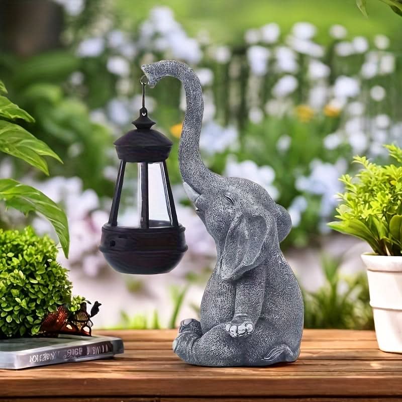 Solar Garden Lantern Light in Elephant Design