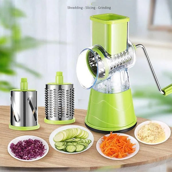 Rotary Vegetable Grater | Drum Shredding Blades | Stable Non-Slip Suction Base | SliceCraft