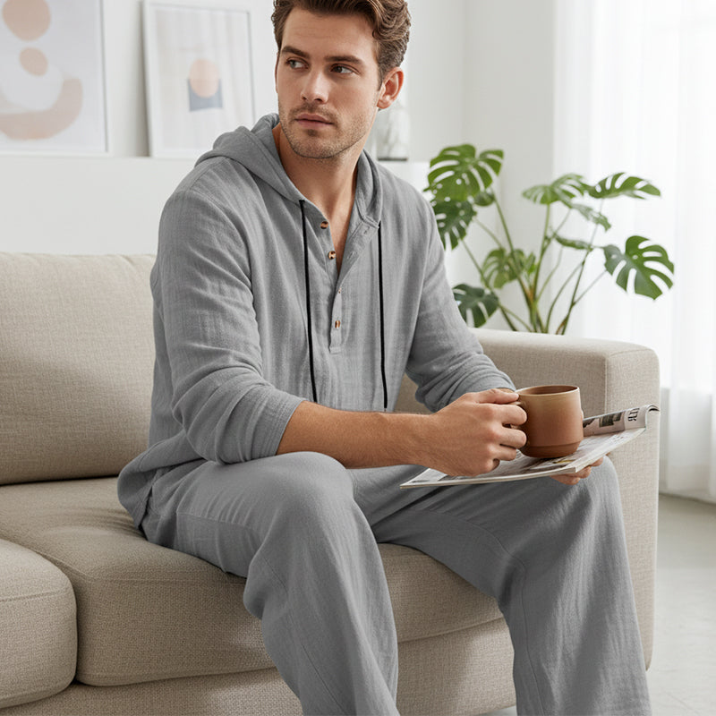 Drakescape™ – Laid-Back Hooded Linen-Blend Two-Piece Set