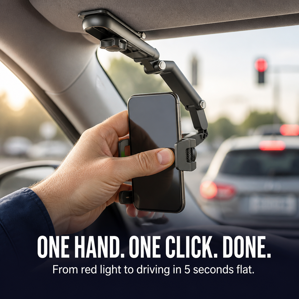 GripLock™ — Attach Your Phone to the Sun Visor for Eye-Level GPS