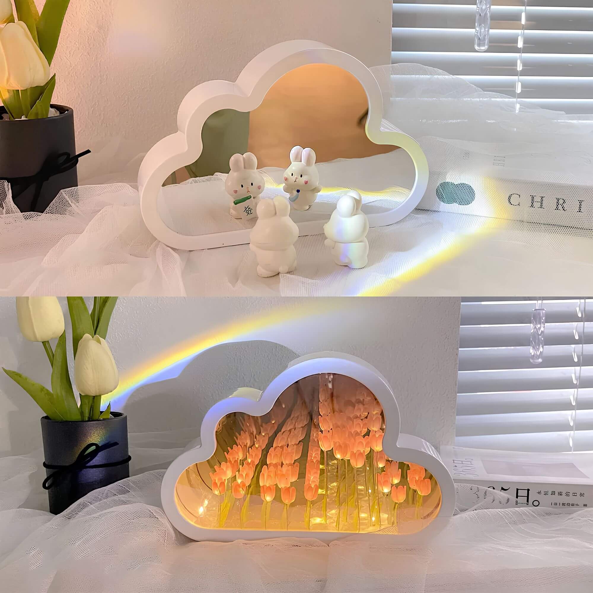 Eternal Cloud Mirror Tulips - LED Mirror Featuring Infinity Effect