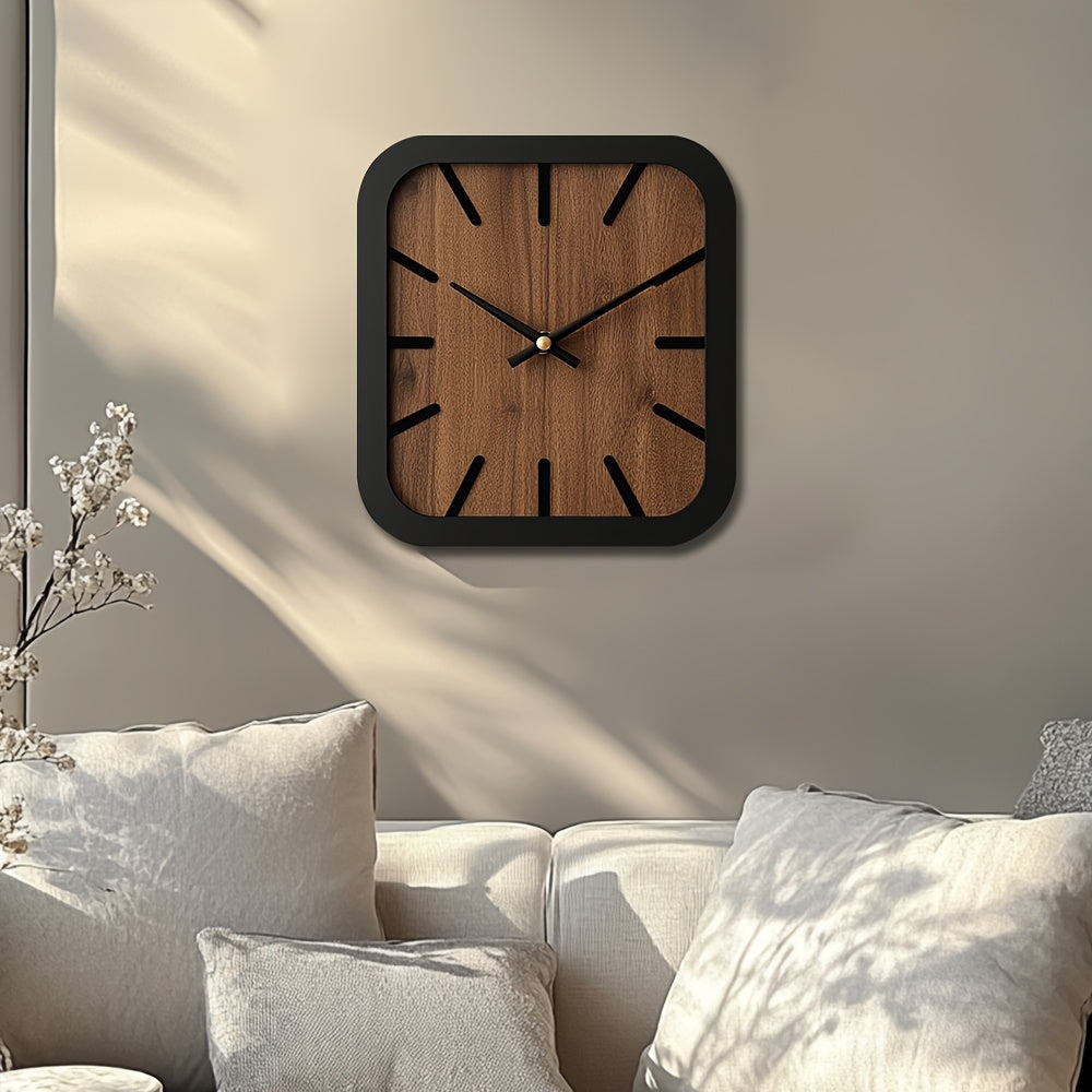 TimberCraft - Artisan Square Wooden Clock with Battery Operation