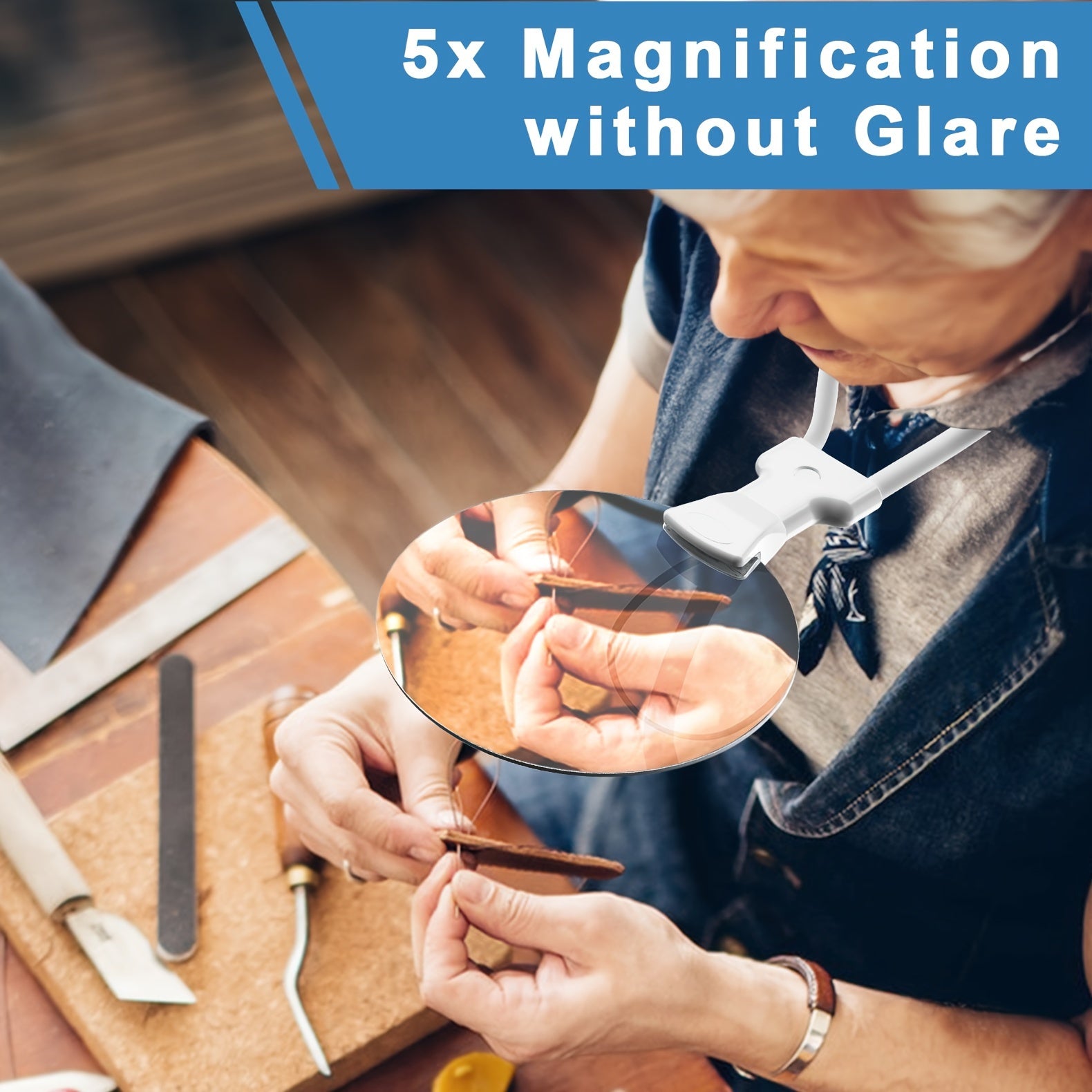 Hands-Free 5X Magnifier for Crafting and Detailed Work