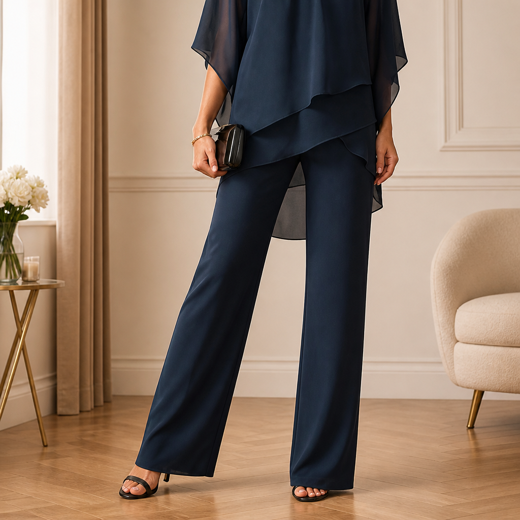 LumaVieve™ – Sleek Asymmetric One-Shoulder Two-Piece Set with High-Rise Pants