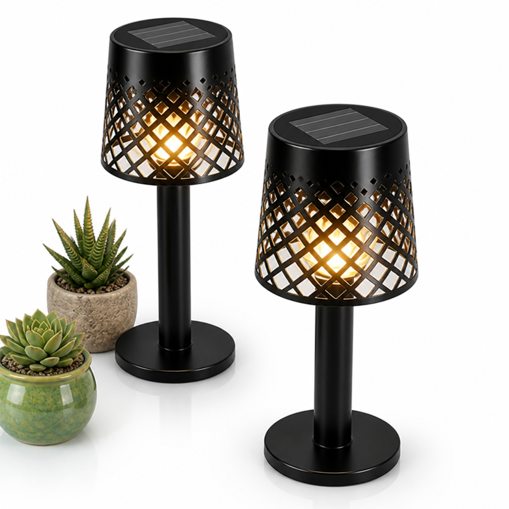 Solar-Powered Cutout Shadow Table Lamp (Set of 2)