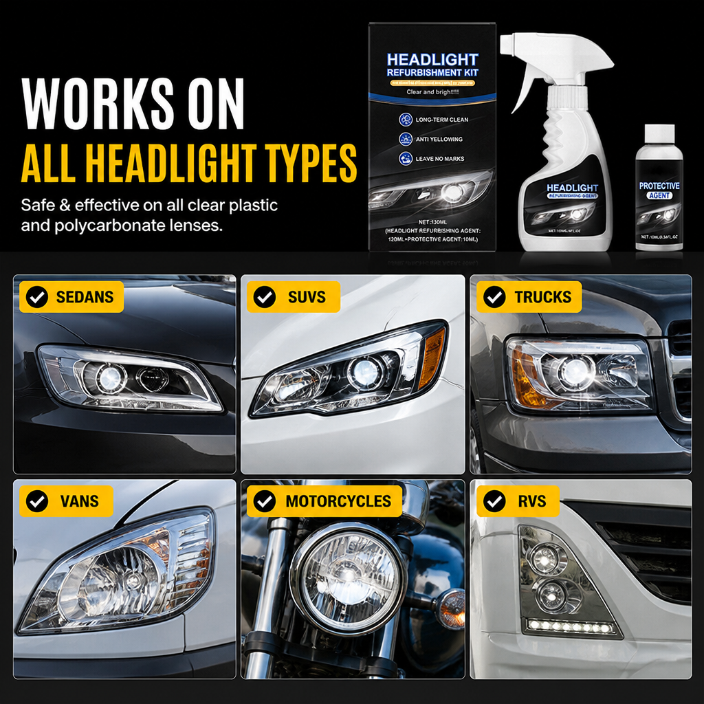RadiantBeam™ Restoration Kit — Bring Your Headlights Back to Life and Own the Night with Crystal-Clear Confidence