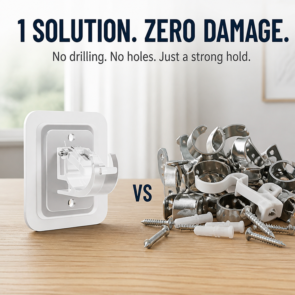 GlideMount™ — Hang Curtains Perfectly with Zero Damage or Drills