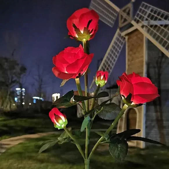 5-Head Solar Garden Flower Lights for Atmospheric Illumination