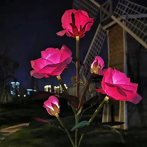 5-Head Solar Garden Flower Lights for Atmospheric Illumination