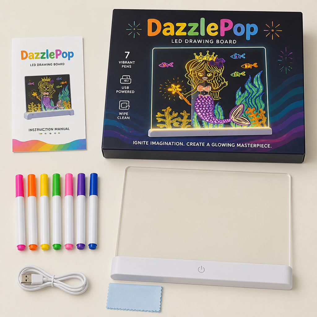 DazzlePop™ — Draw, Glow & Light Up Their Imagination Without the Mess